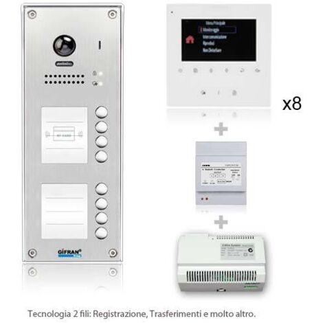 Videocitofono 8 appartamenti professionale Kit