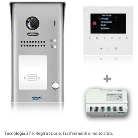 Videocitofono monofamiliare 2 fili kit  monitor 4