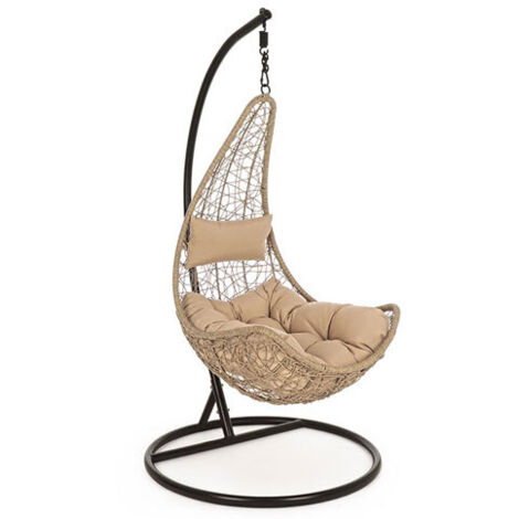 Poltrona dondolo sospesa da giardino in rattan con