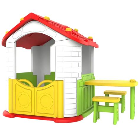Casetta per Bambini Plastica 187x108x119 cm con Tavolo e Sedie Esterno