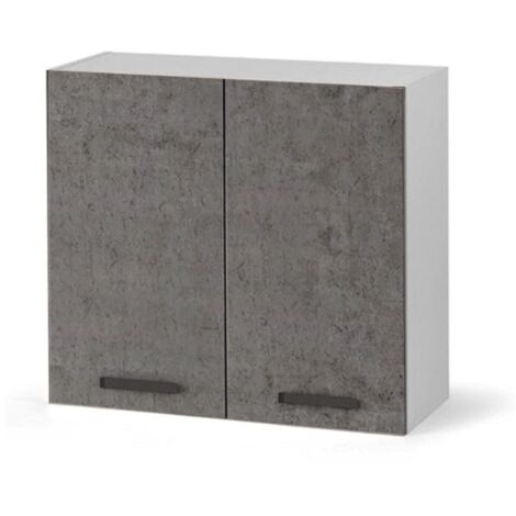 Pensile scolapiatti per cucina grigio cemento con 2 ante Cm 80x32xH 72