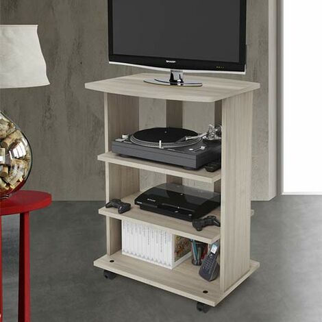 carrello porta tv con ruote ripiano porta tutto legno laccato blu