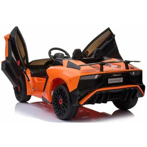 Macchina elettrica 12 volt Lamborghini Aventador per bambini con  telecomando e due poggiatesta. Auto elettrica sportiva colore arancione per  bambino con radiocomando.