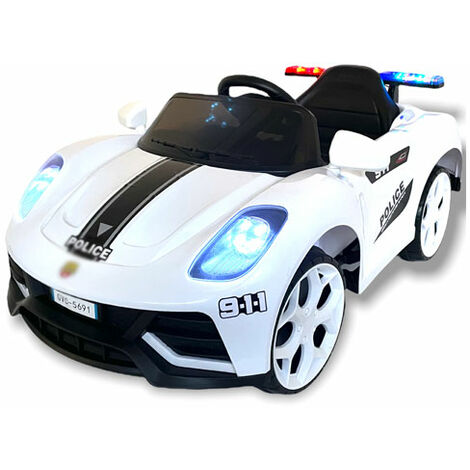 Macchina Elettrica daPolizia per Bambini 12V Police Bianca