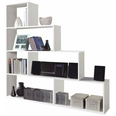 Libreria scaffale componibile bianca, librerie divisoria componibili con 10  cubi in legno melaminico.