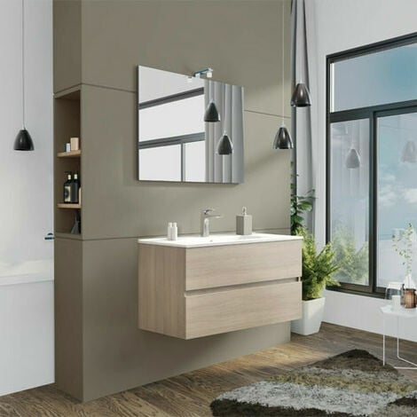 Mobile bagno moderno sospeso rovere nodato 90 cm