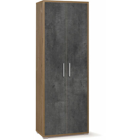 Armadio Da Esterno Avilia 1 Anta - Mobile In Resina Con 4 Ripiani, 34x39.5x168cm, Grigio/Nero