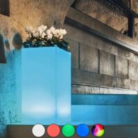 Vaso Cube Top Bright Led Multicolor Con Batteria E Solare in Polimero Monacis - Cm 40X40X80 H