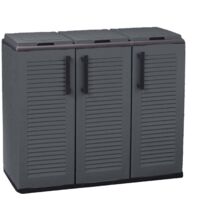 Pattumiera Arko, Cestino portarifiuti, Bidone per raccolta differenziata a 3 ante, 100% Made in Italy, 102x37h84 cm, Grigio e Nero, Finitura righe