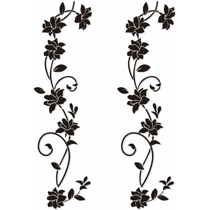 1 Black Classic Autocollant Mural Fleur de vigne décoration d'intérieur 30*105cm Amovible partie