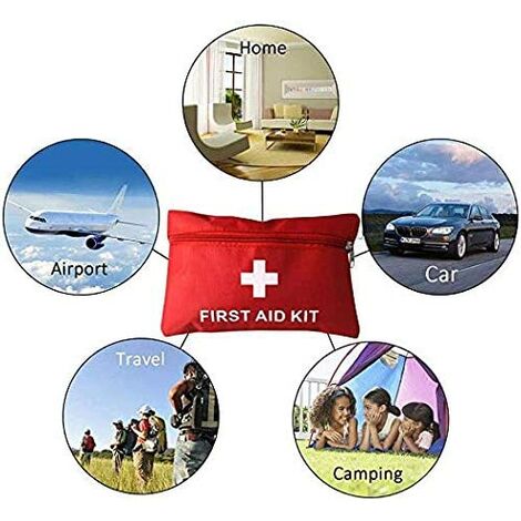Boîte de durgence de Survie Extérieu Variété Complète pour Lieu de Travail Voyages Trousse de Premier Secours 180 Pièces Sports Mini Boîte Médical Aide durgence Voiture Maison Camping 