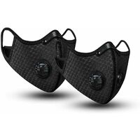 2 masques anti-poussière pour serviettes de sport, avec filtre à charbon actif, lavables, réutilisables et respirants, adaptés aux activités de plein air, au travail du bois, à la tonte et à la course à pied, au cyclisme