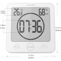 Salle de Bain Digital Douche Horloge Minuterie Alarme Température Compteur Humidité