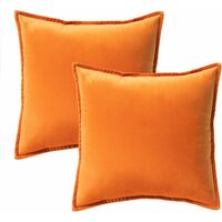 Housse de Coussin décoratif en Velours pour canapé et lit, 2 pcs Orange, taie d'oreiller Housses de Coussin décor à la Maison 45 x 45 cm