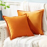Housse de Coussin décoratif en Velours pour canapé et lit, 2 pcs Orange, taie d'oreiller Housses de Coussin décor à la Maison 45 x 45 cm