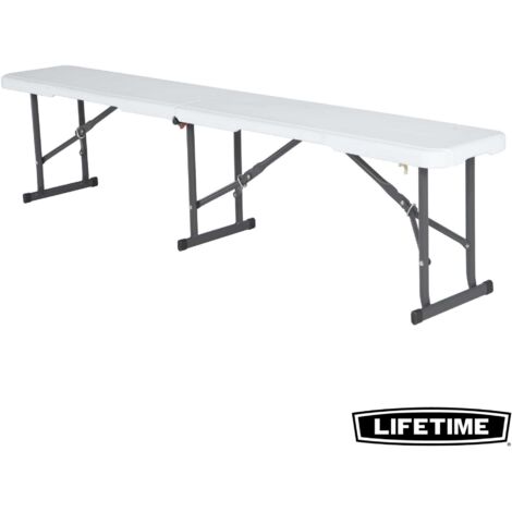 Lifetime – Banc pliant blanc 183 x 29 x 42 cm – Acier et polyéthylène haute densité – Résistant aux intempéries et aux UV – Capacité 454 kg