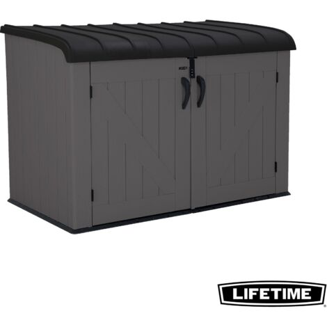 Lifetime – Abri horizontal extérieur 2.1 m3 – Polyéthylène haute densité renforcé de métal – Dimensions 192 x 107 cm – Couvercle à vérins contrôlés