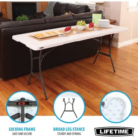Lifetime Table Rectangulaire Valise Pliante en Deux (183 x 70 cm)