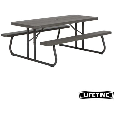 Lifetime – Table de pique-nique rectangulaire pliante 183 x 76 cm – Polyéthylène haute densité – Résistante aux chocs et intempéries – 300kg max