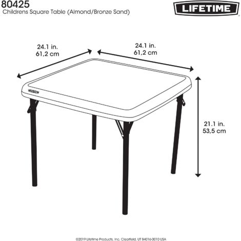 Table Pliante Carrée Lifetime Pour Enfant Beige - 61,5 X 61,2 X 53,5 Cm - Idéale Pour Activités Créatives