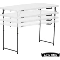 Lifetime – Table de jardin ajustable en hauteur et pliante – Polyéthylène haute densité – Cadre en acier résistant aux intempéries – Coins antichocs