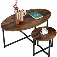 MVPOWER Bouts de Canapé Tables Basses Salon Lot de 2 Tables d'appoint Set Ovale Vintage Chambre à Coucher Grand 110x60x46cm Petit48x40x40.5cm
