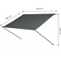 sans perçage manivelle réglable résistant aux UV 100/% Polyester LZQ Store de Balcon rétractable Manuel 300 x 120 cm, Gris