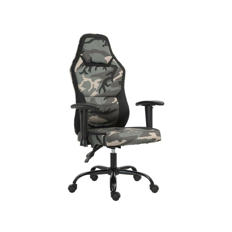 Chaise de bureau gaming réglable - coussin lombaires et tétière inclus -  fonction bascule verrouillable - noir gris
