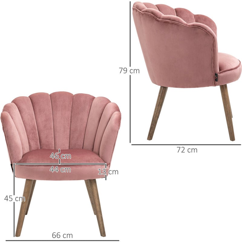 Fauteuil coquillage rose poudré nude achat 
