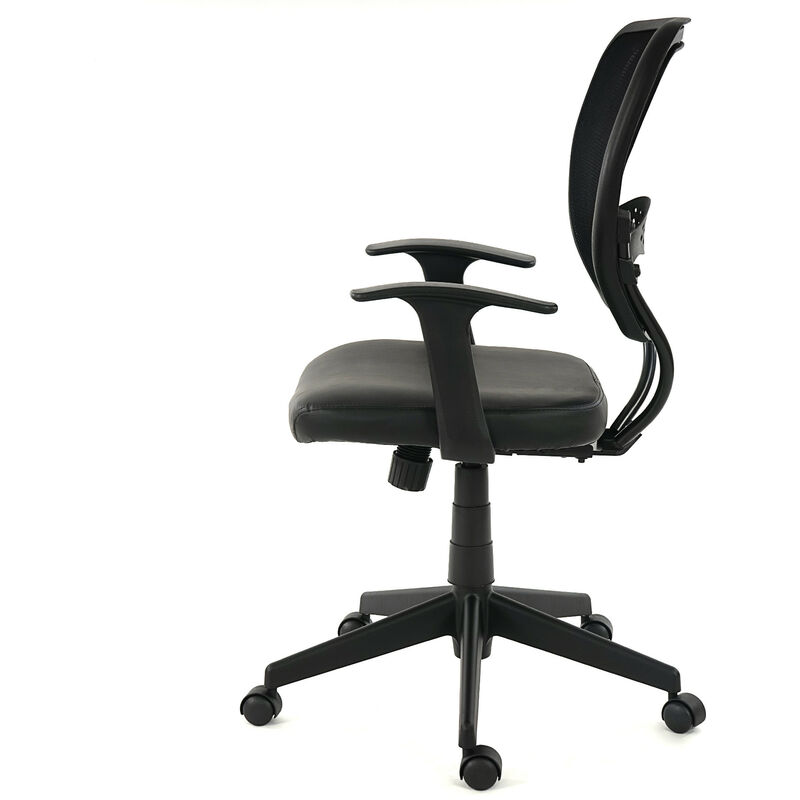 Fauteuil/chaise de bureau Seattle, charge 150kg, similicuir ~ noir, avec  accoudoirs