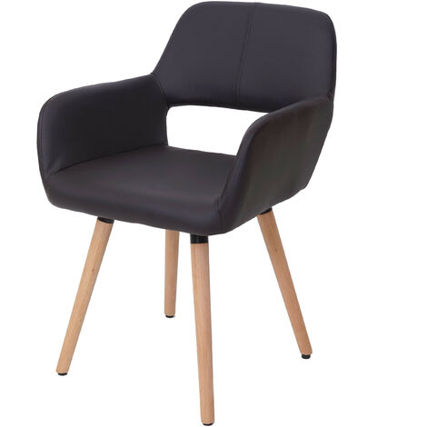 Chaise de salle à manger HWC-A50 II, fauteuil, design rétro des années 50 - similicuir, marron (1/5)