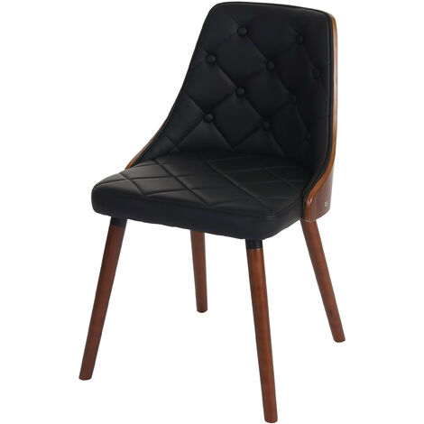6x chaise de salle à manger Osijek, fauteuil, aspect noix, bois cintré - similicuir, noir (1/5)