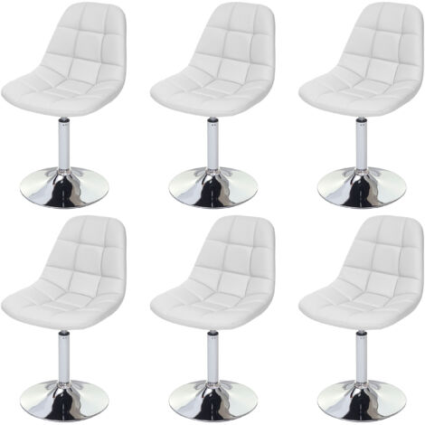 6x chaise de salle à manger Cascina, fauteuil pitovante, chrome - similicuir blanc (1/5)