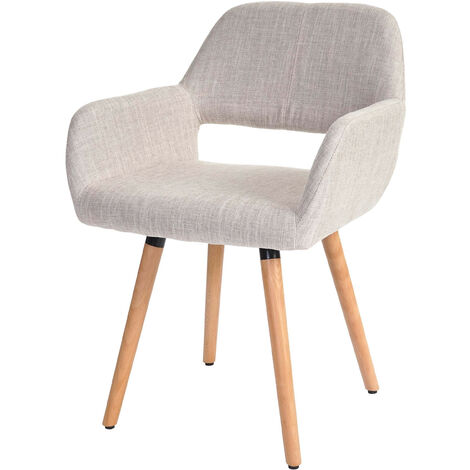 6x chaise de salle à manger Altena II, fauteuil, design rétro des années 50 - tissu, crème/gris (1/5)