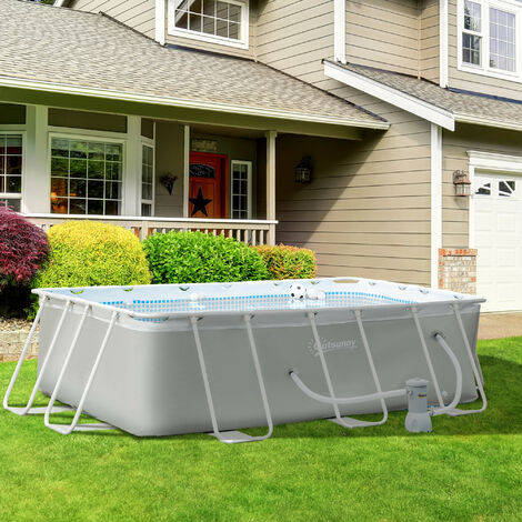 GOPLUS Piscine Tubulaire Rectangulaire, Piscine Hors Sol 2,6X