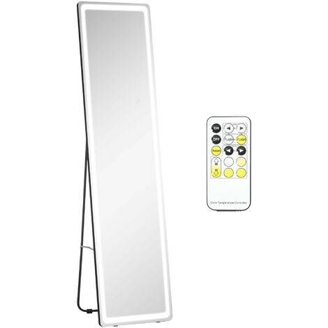 Miroir LED sur pied avec télécommande NARCISSE noir (1/5)
