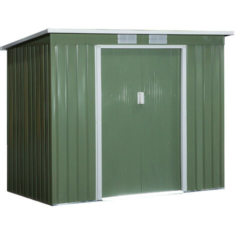 Abri de jardin métal 2,1 m² avec fondation acier galvanisé – Double porte coulissante – Ventilation optimale avec grilles d'aération – MH (1/5)
