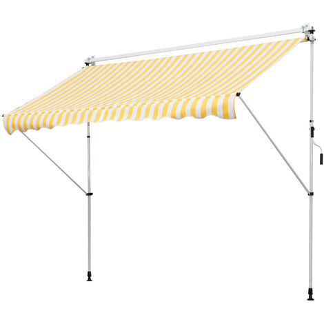 Store banne manuel rétractable ALBA rayé jaune et blanc (1/5)