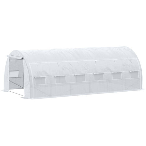 Serre tunnel 18 m² avec 12 fenêtres enroulables – Châssis acier galvanisé – Bâche anti-UV – Dimensions 5,97m x 3,02m x 2m – MH (1/5)