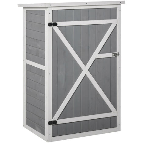 Armoire de jardin en bois de sapin 75L x 56l x 115H cm – Toit incliné avec revêtement bitume – Espace de rangement optimisé – MH (1/5)