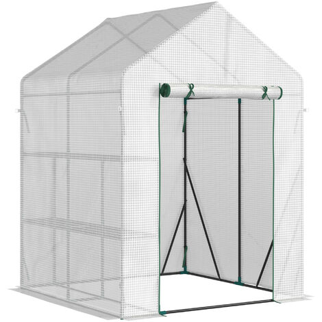 Serre de jardin 2 tablettes LEO blanche (1/5)
