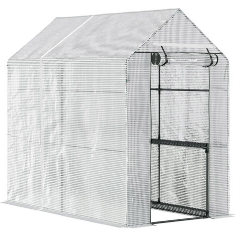 Serre de jardin avec tablettes TOMMY blanche (1/5)