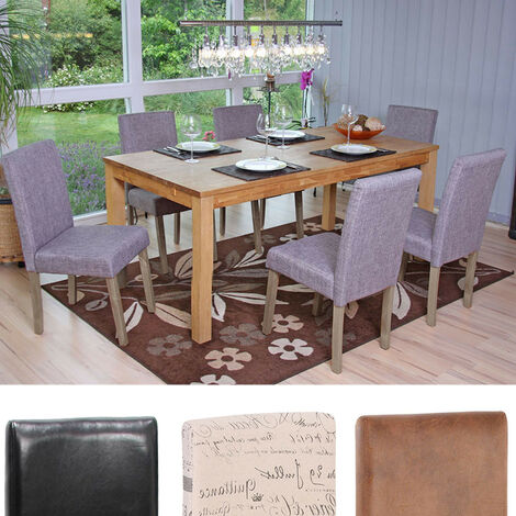 6x chaise de séjour Littau - tissu gris, pieds: structure chêne (1/5)