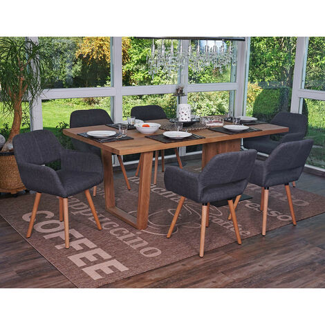 6x chaise de salle à manger Altena II, fauteuil, design rétro des années 50 - tissu, gris (1/5)