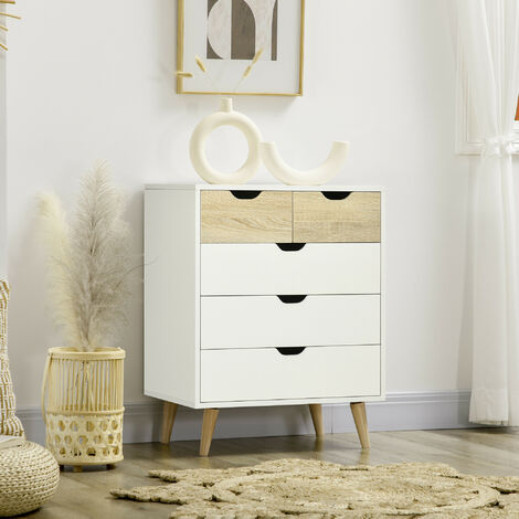 SOFIE Commode à Langer Scandinave Blanc/Bois - 3 Tiroirs + Étagères - Plateau à Langer Amovible - Dimensions 120x74x101 Cm