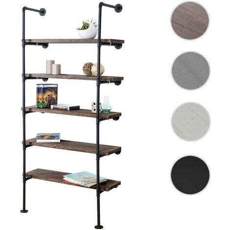 Étagère de Rangement HWC-C45, rangements pour livres, design industriel 165x80x28cm - gris foncé (1/5)