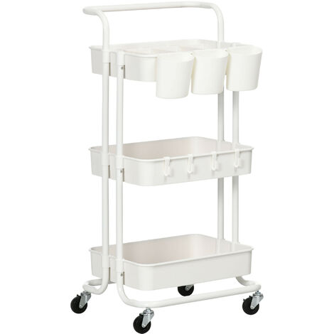 Chariot de cuisine desserte CARTNEY blanc (1/5)