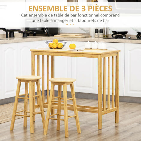 Ensemble de table et de tabourets de pub à montage facile, ensemble de 4, bois b
