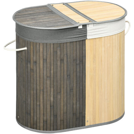 Panier à linge double compartiment HECTOR en bambou (1/5)