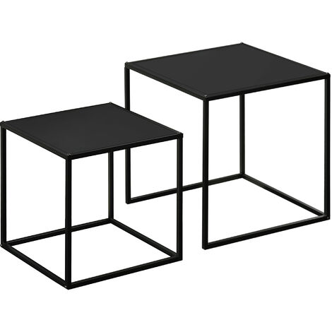 Lot de 2 tables gigognes carrées COSLADA noires (1/5)